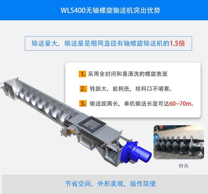 WLS400無軸螺旋輸送機突出優(yōu)勢