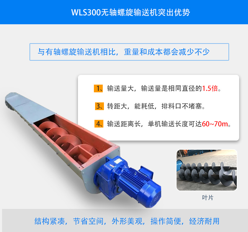 WLS300無軸螺旋輸送機(jī)突出優(yōu)勢(shì)