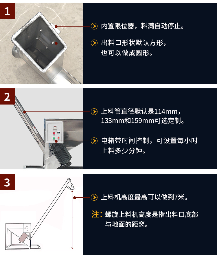 不銹鋼螺旋輸送機(jī)自動(dòng)上料，可定制管徑，高度可做到7米